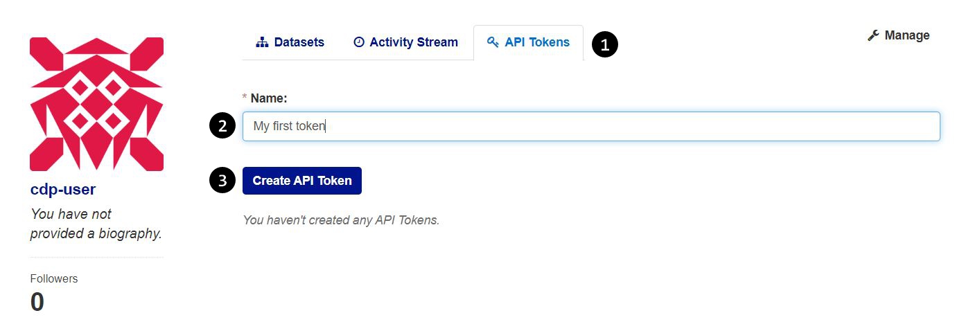 A visual representation of the steps needed to create an API Token from your user profile. The 'API Token' tab is marked with a '1', the token name field with a '2', and the 'Create Api Token' button with '3', corresponding to the steps listed above.